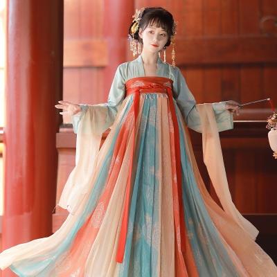 China New Original Summer Ancient Two-piece Women's Original Chinese Traditional Clothing Print Waist Skirt Fashion Dress Traditional Chinese Hanfu Ethnic Clothing for sale