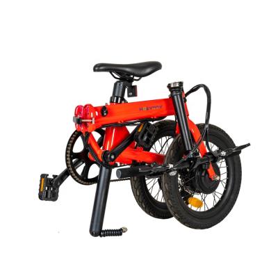 China Mini Cheap Foldable Electric Bicycle Aluminum Alloy 250w 36V Red Lithium Battery With Smart Controller And Display 31 - 60 Kilometers HM16 for sale