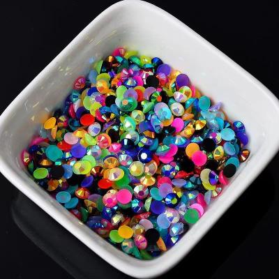 China XN Shinning Jelly Resin Flakback Rhinestones 3mm 4mm 5mm Flatback 6mm Bright Customized Colors Nails DIY Resin Rhinestones for sale