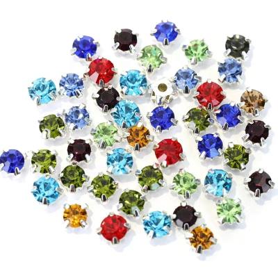 China Wholesale 3mm-8mm Silver Base Flatback Single Claw Glass Rhinestones Sew On Crystal Rhinestone For DIY Glass Garment for sale