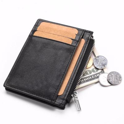 China 2019 New Style Ultra Light Wallet Men's RFID Blocking Genuine Leather Zipper Wallet Travel Card Holder for sale