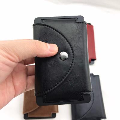 China Men's Slim Black Front Pocket Minimalist Blocking RFID Blocking Card Holder Credit Card Leather Coin Wallet for sale