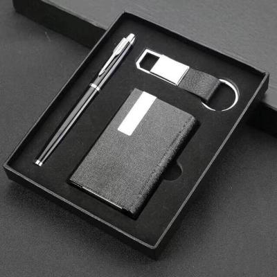 China Business Name Card Holder Ultra Light High Quality Case Key Chain and Pen Gift Set, Businessman Gift Set can be customized. for sale