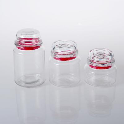 China Custom Zen Different Size Round Clear Asian Logo Glass Food Storage Jar and Bottle with Glass Lid for sale