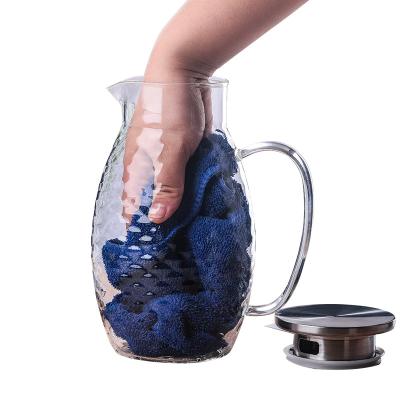 China Water Viable Heat Resistant Glass Pitcher Wate Grain Hammer Highest Quality Hammer Japanese Style Glass Jug for sale