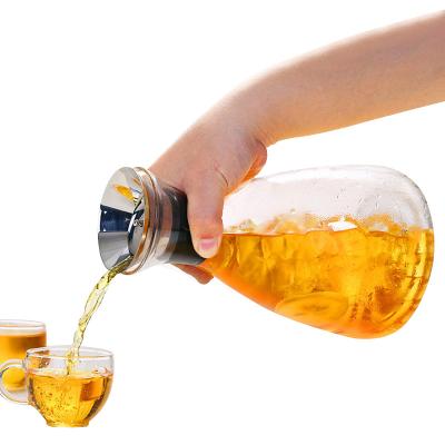 China Hot And Cold Glass Top Lid Water Without Drip Viable Glass Pitcher Glass for sale