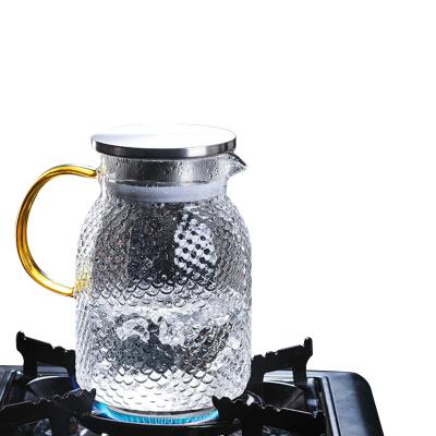 China New Viable Style Glass Water Pitcher With Lid And Handle Carafe Jug For Coffee Juice Ice Water Pots for sale