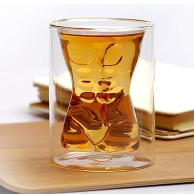 China Sustainable High Borosilicate Double Layer Anti Scalding Glass Mug for sale