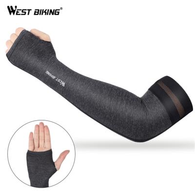 China WEST Anti-UV BIKING Comfortable High Elastic Ice Cloth Bike Arm Sleeves Mesh Bandage Breathable Lycra UV Protection Arm Cycling Sleeves for sale