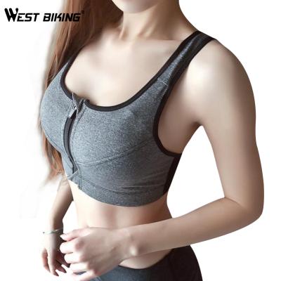 China Shockproof Yoga Bra Adjustable Strap Breathable WESTERN RIDER Fixed Push Up Underwear Vest Women Fitness GYM Zipper Yoga Sports Bra for sale