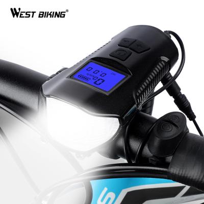 China WESTBIKING ABS Bike Waterproof Headlight Horn Electric Bicycle Accessories MTB Wired Bicicleta Electrica USB Rechargeable Bell Light for sale