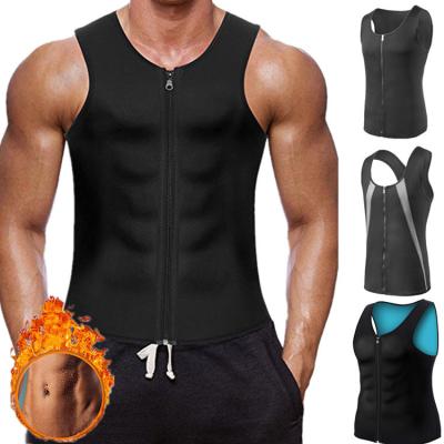 China Breathable Custom Elastic Men Slimming Neoprene Vest With Zipper Sweat Sauna Body Shaper Vest for sale