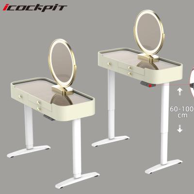 China (Size)Adjustable European USA Bedroom Furniture Set Flip Cover Mirror Dresser Make Up Vanity LED Height Adjustable Makeup Dressing Table for sale