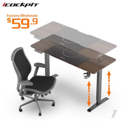 China icockpit Hotsale Home Office Adjustable Sit Stand Desk Electric Computer Table (Height) Motorized Electric Height Adjustable Standing Desk View for sale