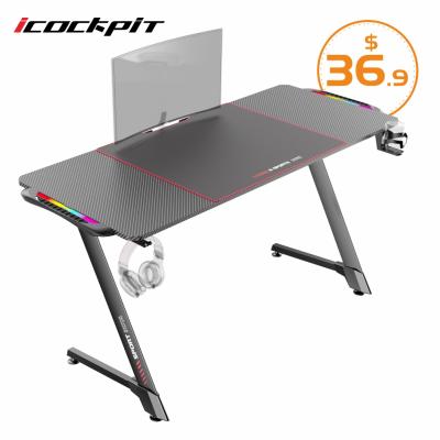 China (Other) New Design Icockpit Adjustable Gaming Table With RGB Lights Extension Shelf Home Office Easy Assemble Computer Desk For Gamers Gaming Desk for sale