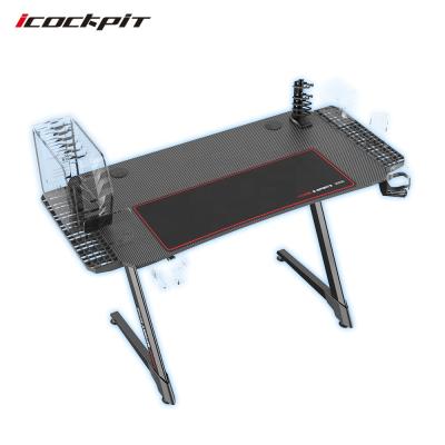 China New Design LED Ergonomic Computer Gaming Desk (Other) Icockpit Adjustable Custom Gamer Table Professional L Shape RGB LED Gaming Desk For Gamer for sale