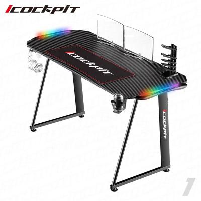 China icockpit Adjustable Cheap Hot Selling Ergonomic Design (Height) E-sports Style Desktop PC Game Table Computer Gaming Desk With P2PB Carbon Fiber Desk for sale