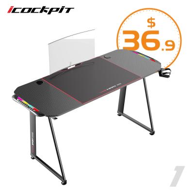 China (Other) New icockpit Adjustable Customized Design Best Sell Modern Black Color Gaming Desk With USB LED RGB Multi Colors Gaming PC Gaming Desk for sale