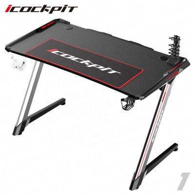 China (Other) Icockcpit Adjustable Modern Professional Ergonomic Gaming Computer Table PC Gamer Desk Packing Gaming Desk with RGB LED for E-sports for sale