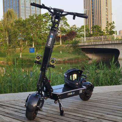 China Unisex ESHINER R7 NFC/Password Power on 6000W 8000W Foldable Electric Scooter Hydraulic Shock Absorber with Acrylic LED Pedal Lights for sale