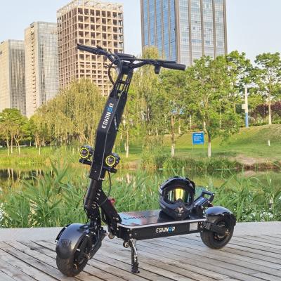 China ESHINER NFC Black Knight Rider 7 Sine Wave 11nch Dual Controller Easy Fold Electric Scooter 4000W*2 3000W*2 Motor for sale