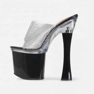 China ODM/OEM Women's Custom Logo Anti-slippery Super High Heels Super Platform Sandals Ladies Chunky Mules Shoes for sale