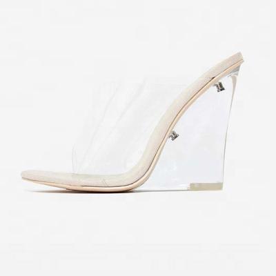 China Women Anti-Slippery Clear Wedge High Heel Mules Shoes for sale