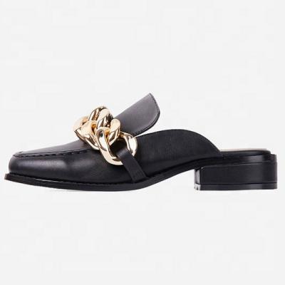 China New Design Anti-slippery Women's Mules Chain Flat Shoes for sale