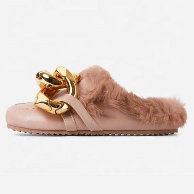 China Newest Design Anti-slippery Women's Fluffy Fur Slippers Ladies Flat Shoes for sale