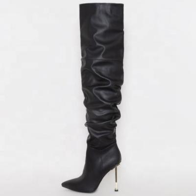 China Newest Design Women's Luxury Leather Shoes Anti-slippery Fashion Knee High Boots Sexy Custom Made High Heel Boots for sale