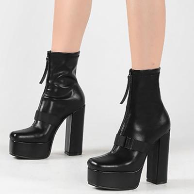 China New Ladies Anti-slippery Platform Fat Ankle Women's High Heel Boots Shoes for sale