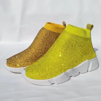 China Custom Made Anti-slippery Ladies Bump Shoes Women Shape Diamond Crystals Sneakers for sale