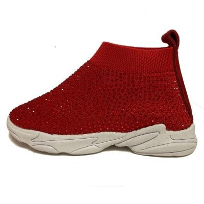 China Children Crystal Sneakers Walking Shoes Customized Wholesale Children's Brand Sports Shoes Anti-slippery Baby Knit for sale