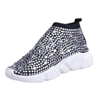 China High Quality Anti-slippery Custom Diamonds Knock Off Casual Shoes Rhinestone Ladies Sneakers for sale