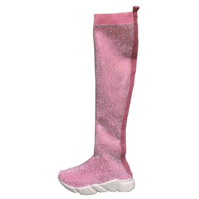 China Custom Logo Women Bling Boots Diamonds Anti-slippery Thigh High Crystals Sneakers for sale