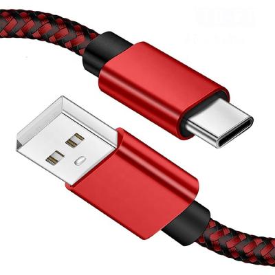 China Factory Price Shenzhen Factory Price USB C Cable 1m 3ft Red Braided Fast Charging USB C Charger 2.4A c Cable Type C Cable For Mobile Phones for sale