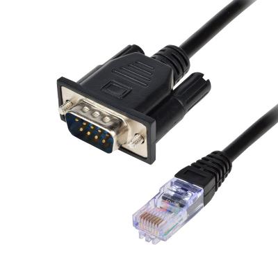 China RS232 DB9 to RJ45 Adapter Cable RS232 DB9 9-Pin Black Serial Port Male to RJ45 8p8c Female Ethernet Cat5 LAN Console Cable for sale