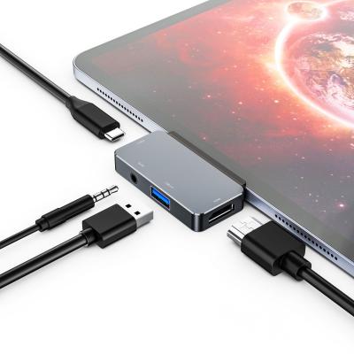 China For iPad Pro Macbook Pro / Air Newer 4 in 1 Adapter Handle Mating Type-C Perfect with USB3.0 HDM 4K@30HZ PD Type C USB- AUDIO Hub PD 3.5