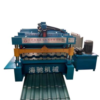 China New building material stores tile roof slab color glazed steel rolling mill, one machine and two functions for sale