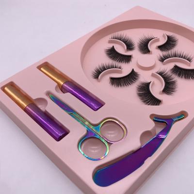 China Private Packing Synthetic Hair 5 Pairs Curl Lick High Quality Magnet Lashes Invisible Magnetic False Eyelashes Set for sale