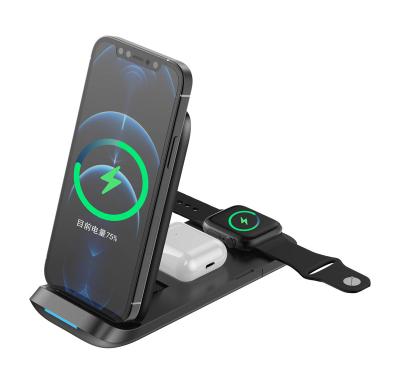 China Fast Charging QI Smart Mobile Phone Foldable Portable 3 Size Adjustable IN 1 Wireless Charger Protection for sale