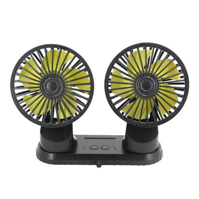 China New Car Dual-Headed Car Fan Mini Cooling Dc 12V 24V Dual Usb Adjust Rotation 6 Inches for sale