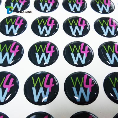 China Custom Waterproof Clear Dome Self Adhesive Plastic Labels Waterproof Stick Resin Sticker Logo Printing 0.3MM Thickness Label for sale