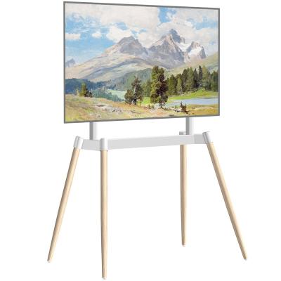 China 1392-1542mm Height Adjustable Art Easel TV Stand with Four Legs 32-75 inch TV, Adjustable Height Floor TV Stand for Meeting Room, White Color for sale