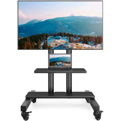 China Luxury Mobile TV Cart for 60 to 98 Inch Screens up to 200 lbs, LCD LED OLED 4K Flat and Curved Smart Panels, with Laptop DVD Shelf for sale