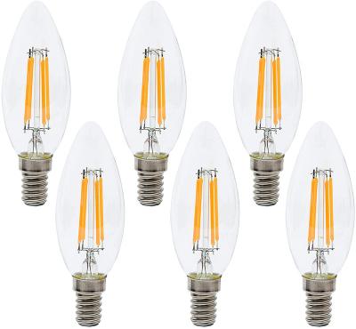 China Residential E12 LED Filament Candelabra Light Bulbs 60W Equivalent , Warm White Ceiling Fan Light Bulbs for sale