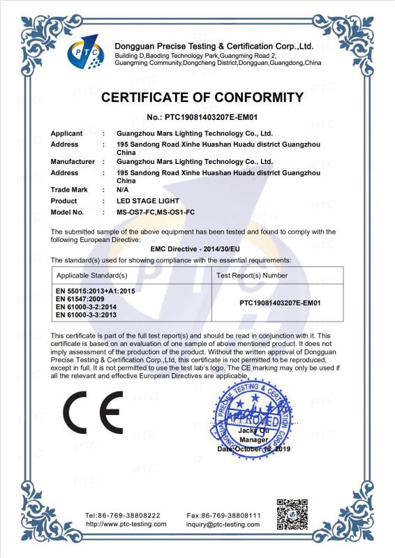 CE - Guangzhou Mars Lighting Technology Co., Ltd.