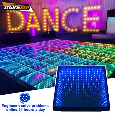 China Colorful DJ Party 3D Time Tunnel Wedding Led Dance Floor Mirror Portable Disco Dance Floor Panels Te koop