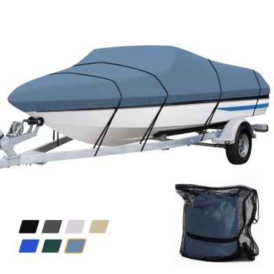 China Dusproof 600D UV Resistant / Waterproof Solution Dyed Trailerable Water Proof V-Hull Fit Tri Hull Fishing Bass Boat Covers and Furniture Pro Style Cove Skiing for sale