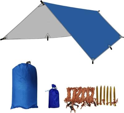 China Extended Type Factory Price Outdoor Camping Waterproof Polyester Sunshade Rain Fly Tent Shelter Hammock Tarp With Pole for sale